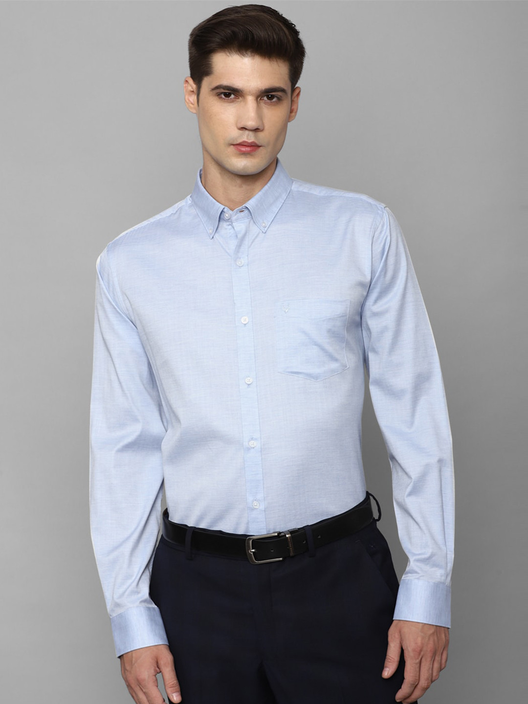 

Allen Solly Slim Fit Opaque Button Down Collar Pure Cotton Formal Shirt, Blue