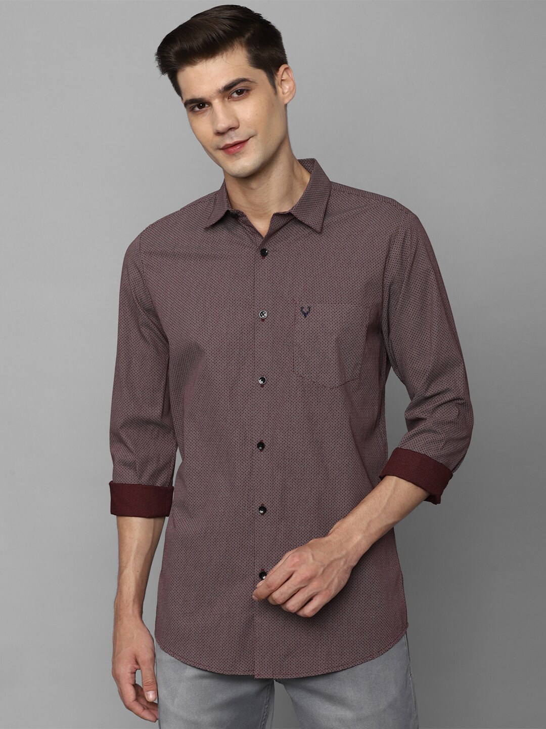 

Allen Solly Slim Fit Opaque Printed Pure Cotton Casual Shirt, Brown