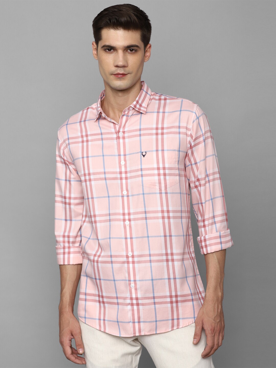 

Allen Solly Checked Pure Cotton Slim Fit Casual Shirt, Pink