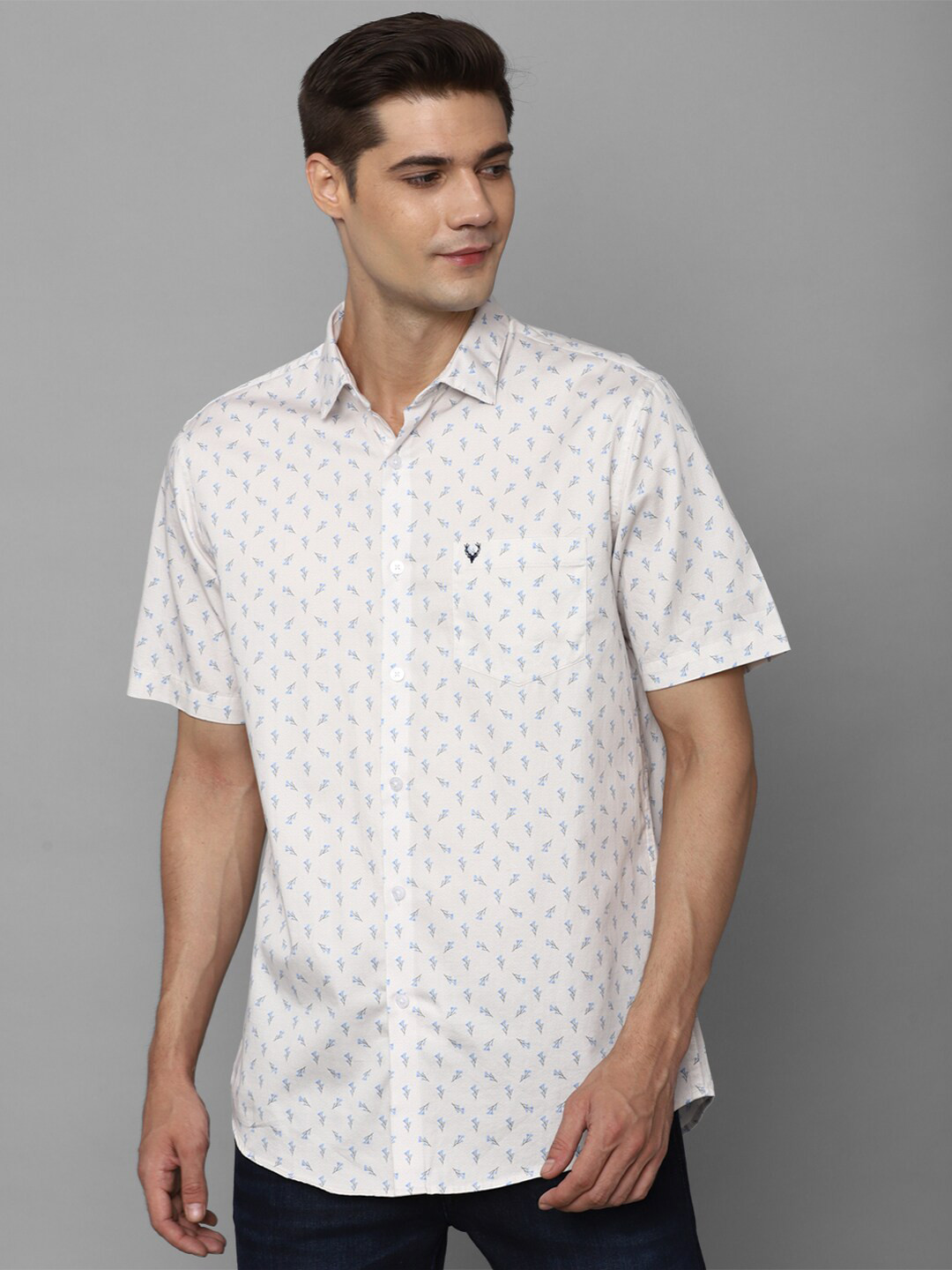 

Allen Solly Slim Fit Floral Printed Casual Pure Cotton Shirt, White