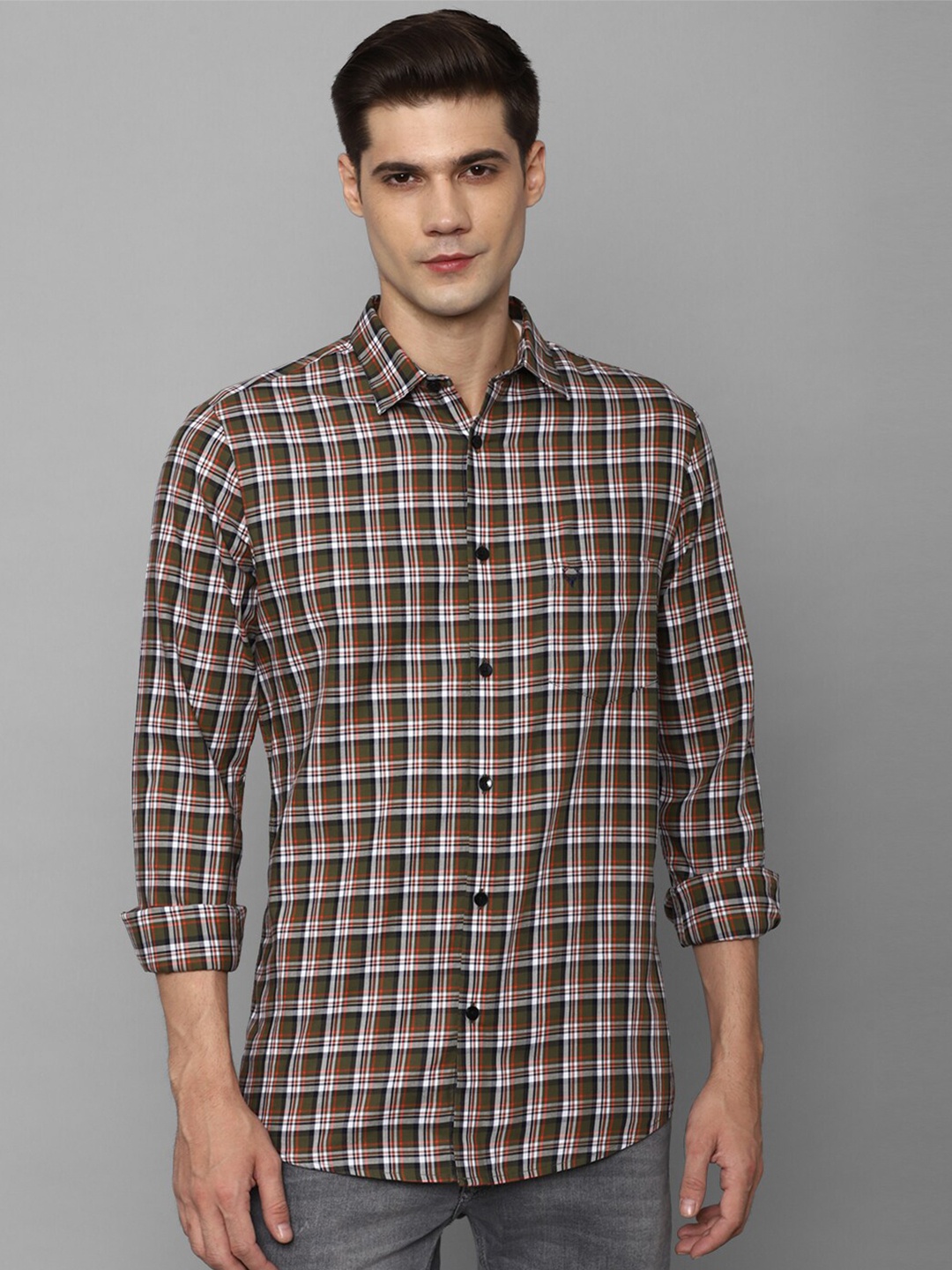 

Allen Solly Men Checked Slim Fit Comfort Cotton Casual Shirt, Brown