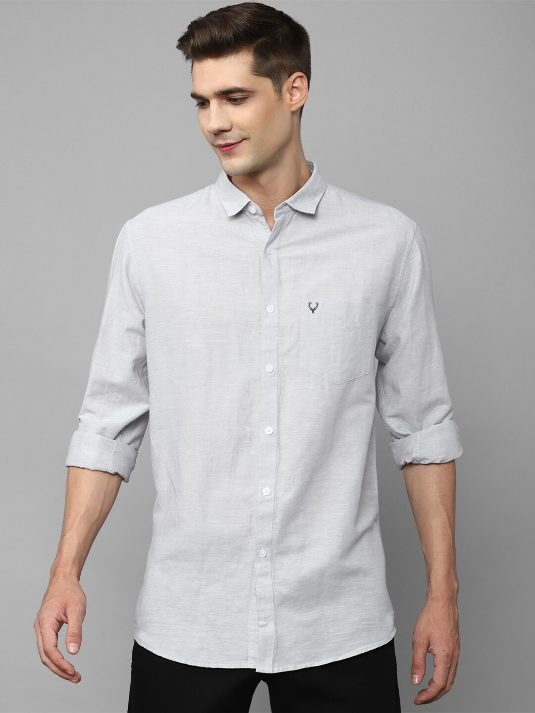 

Allen Solly Slim Fit Cotton Linen Casual Shirt, Grey