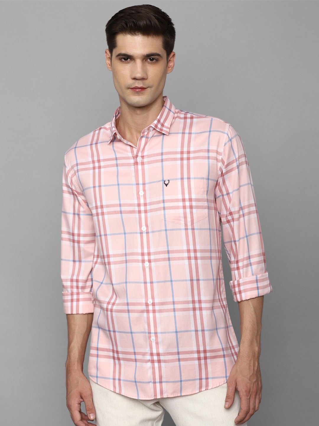 

Allen Solly Long Sleeves Slim Fit Tartan Checked Casual Pure Cotton Shirt, Pink