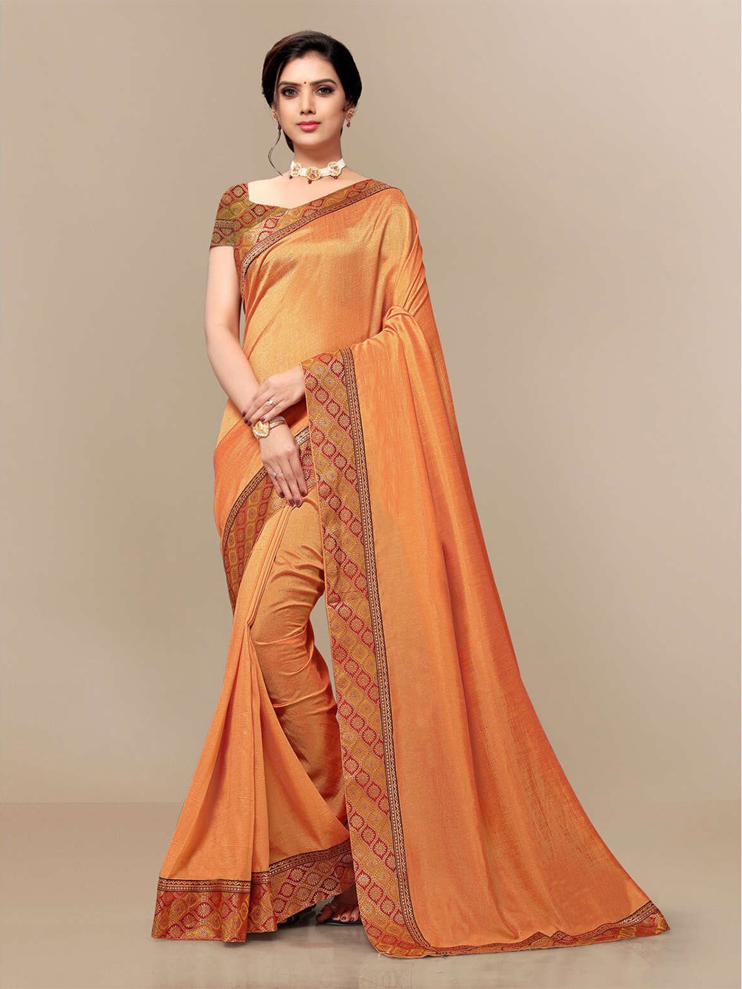

KALINI Woven Design Border Zari Silk Blend Saree, Yellow