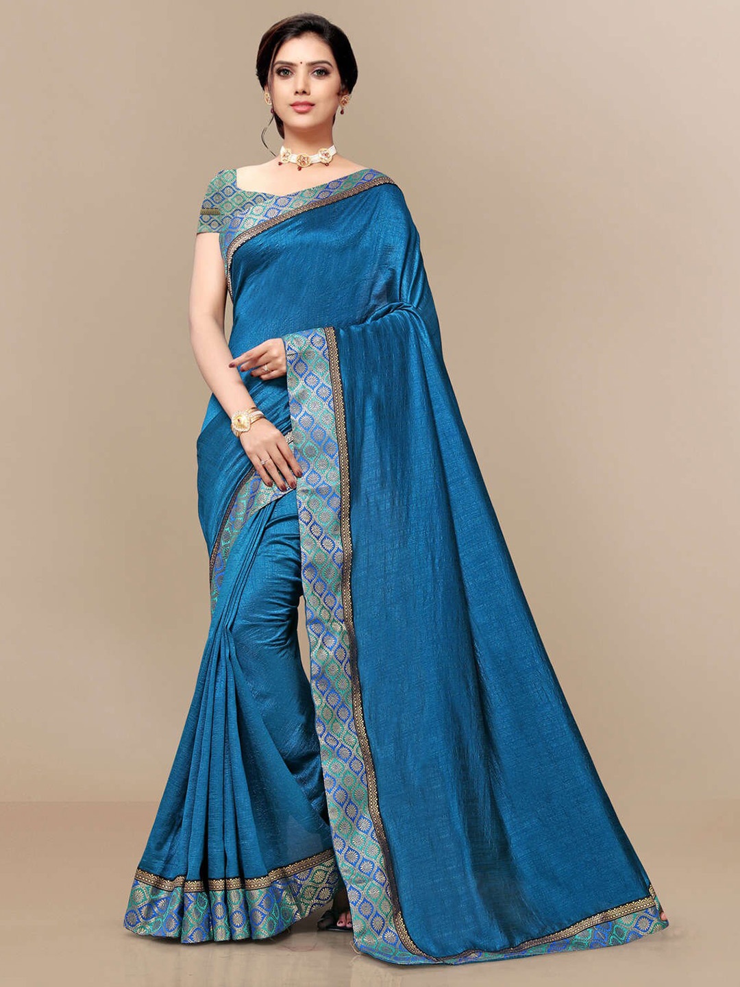 

KALINI Woven Design Zari Pure Cotton Saree, Blue