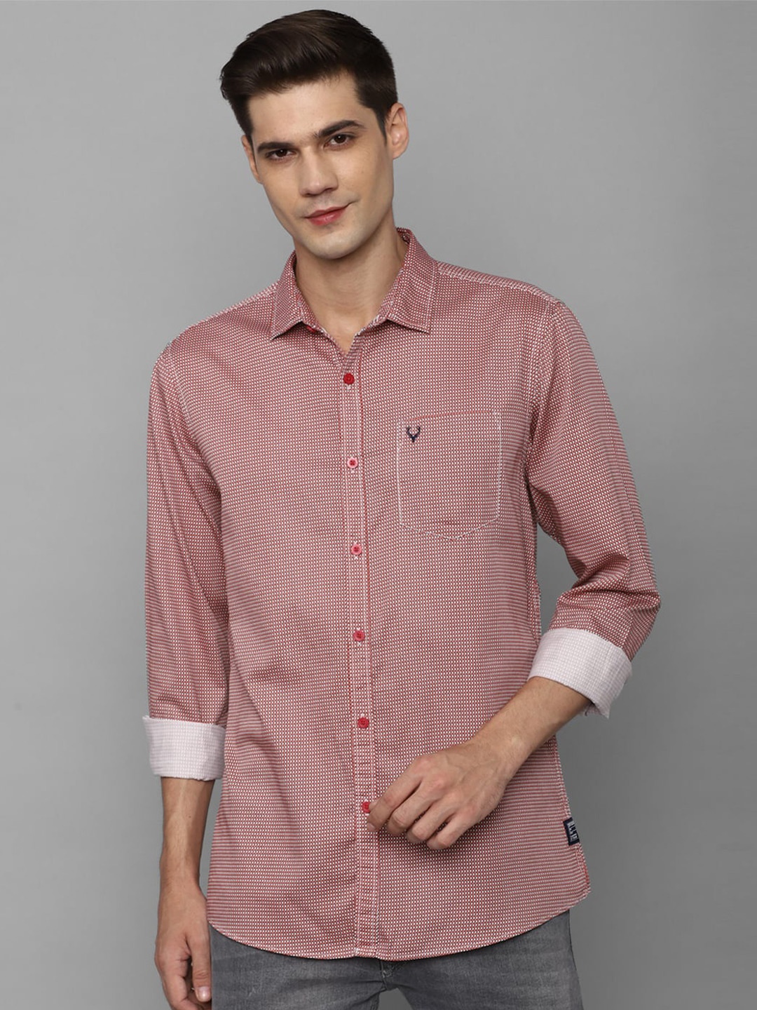 

Allen Solly Sport Micro Checks Opaque Checked Pure Cotton Casual Shirt, Pink