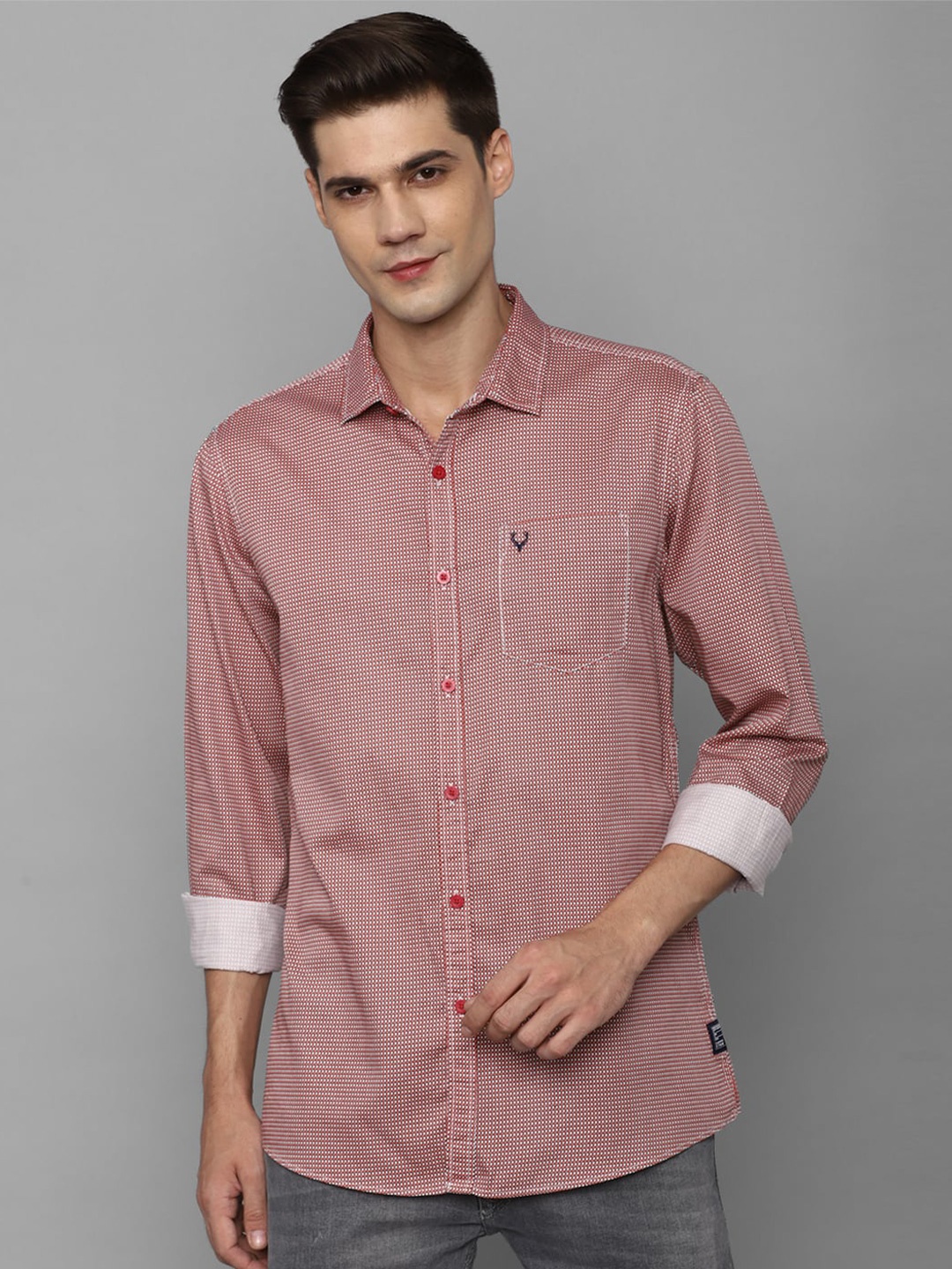 

Allen Solly Sport Micro Ditsy Printed Pure Cotton Casual Shirt, Coral