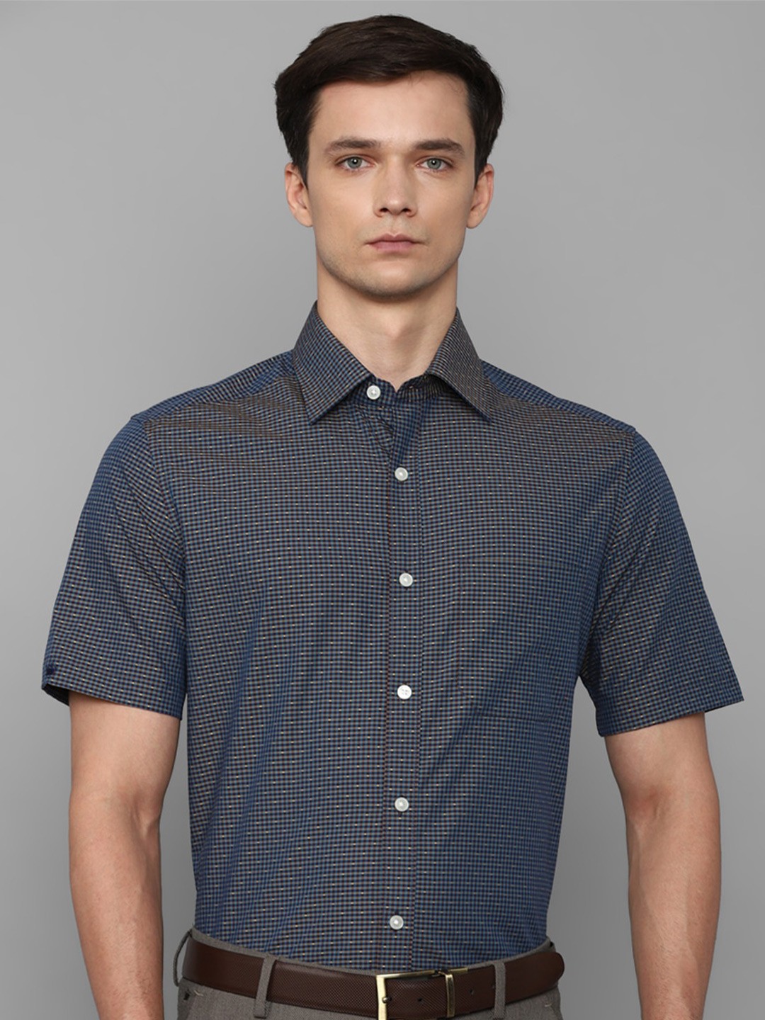 

Louis Philippe Micro Ditsy Printed Slim Fit Pure Cotton Formal Shirt, Grey