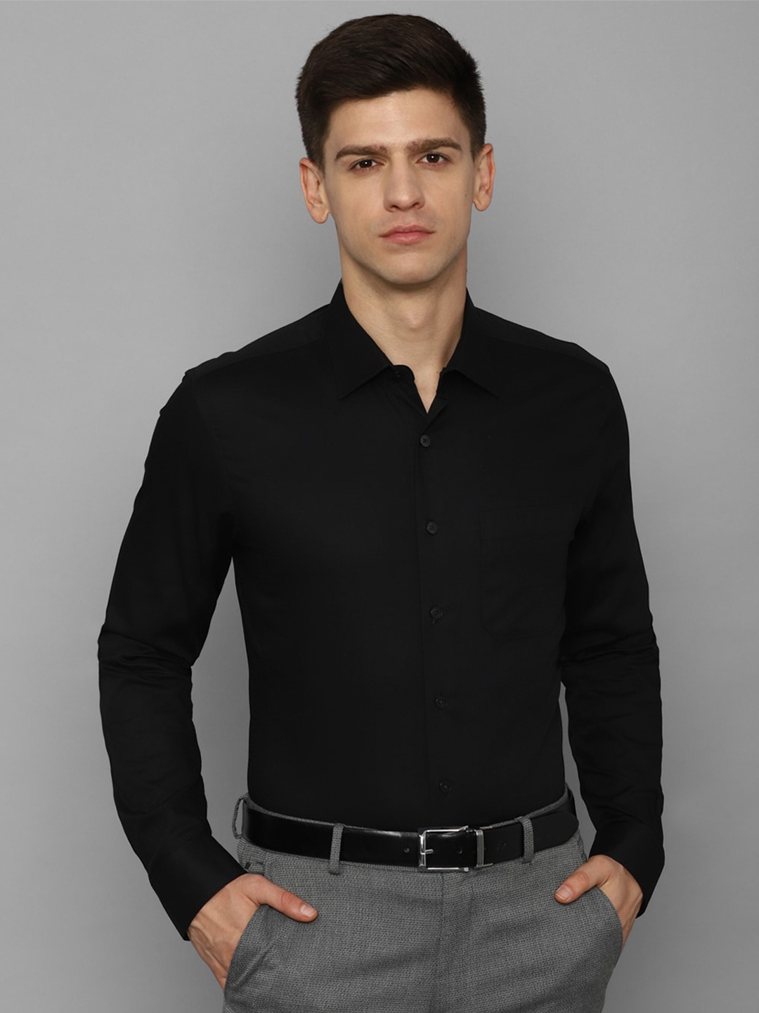 

Louis Philippe Textured Slim Fit Formal Pure Cotton Shirt, Black