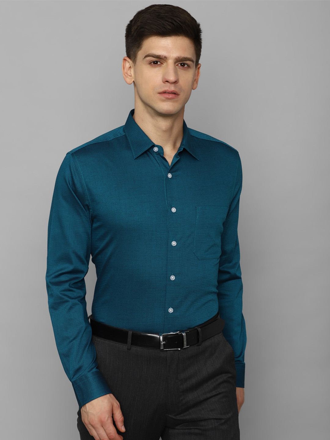 

Louis Philippe Printed Slim Fit Formal Pure Cotton Shirt, Blue