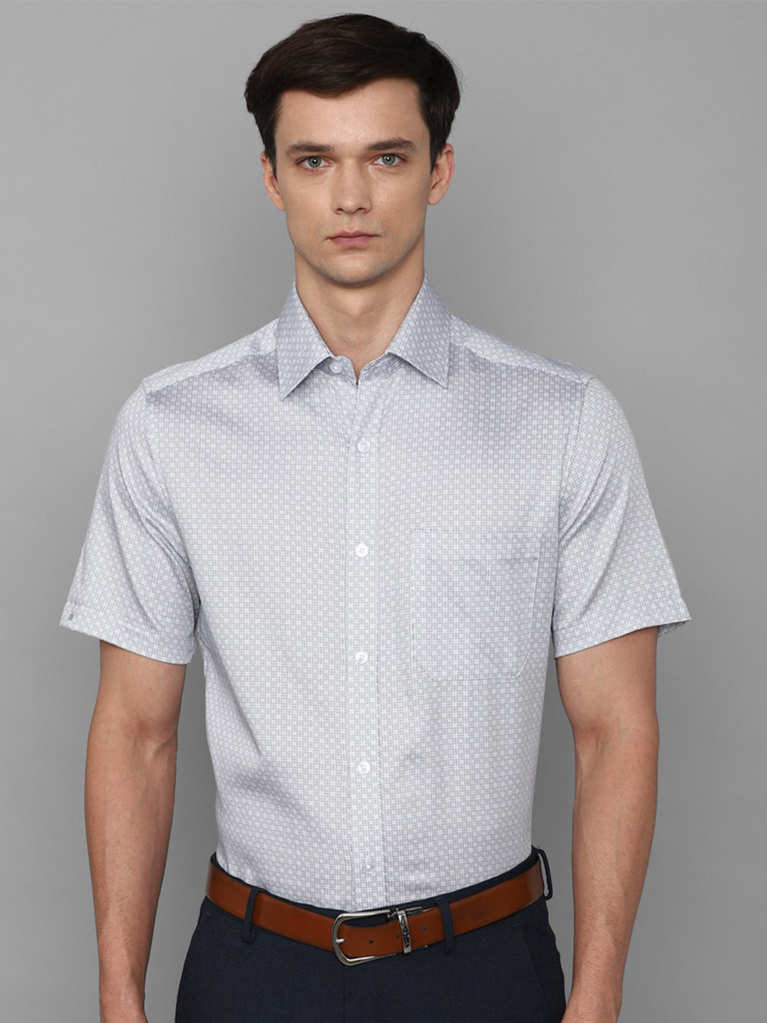 

Louis Philippe Men Slim Fit Printed Pure Cotton Formal Shirt, Grey