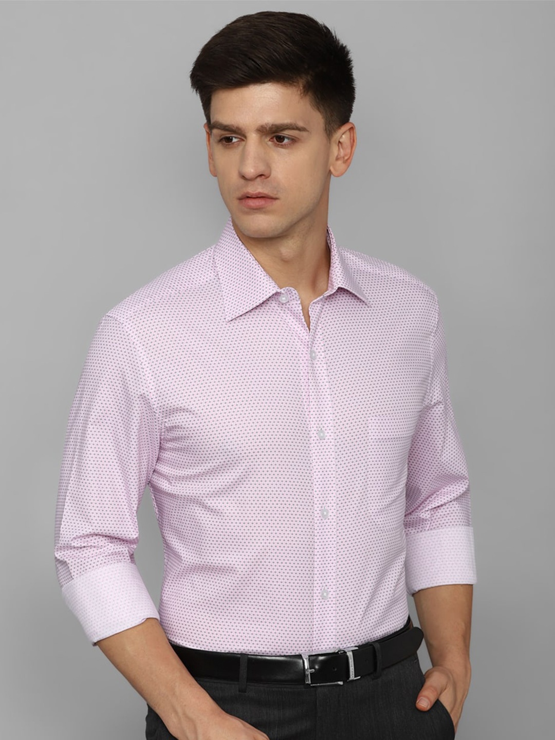 

Louis Philippe Men Slim Fit Printed Pure Cotton Formal Shirt, Pink