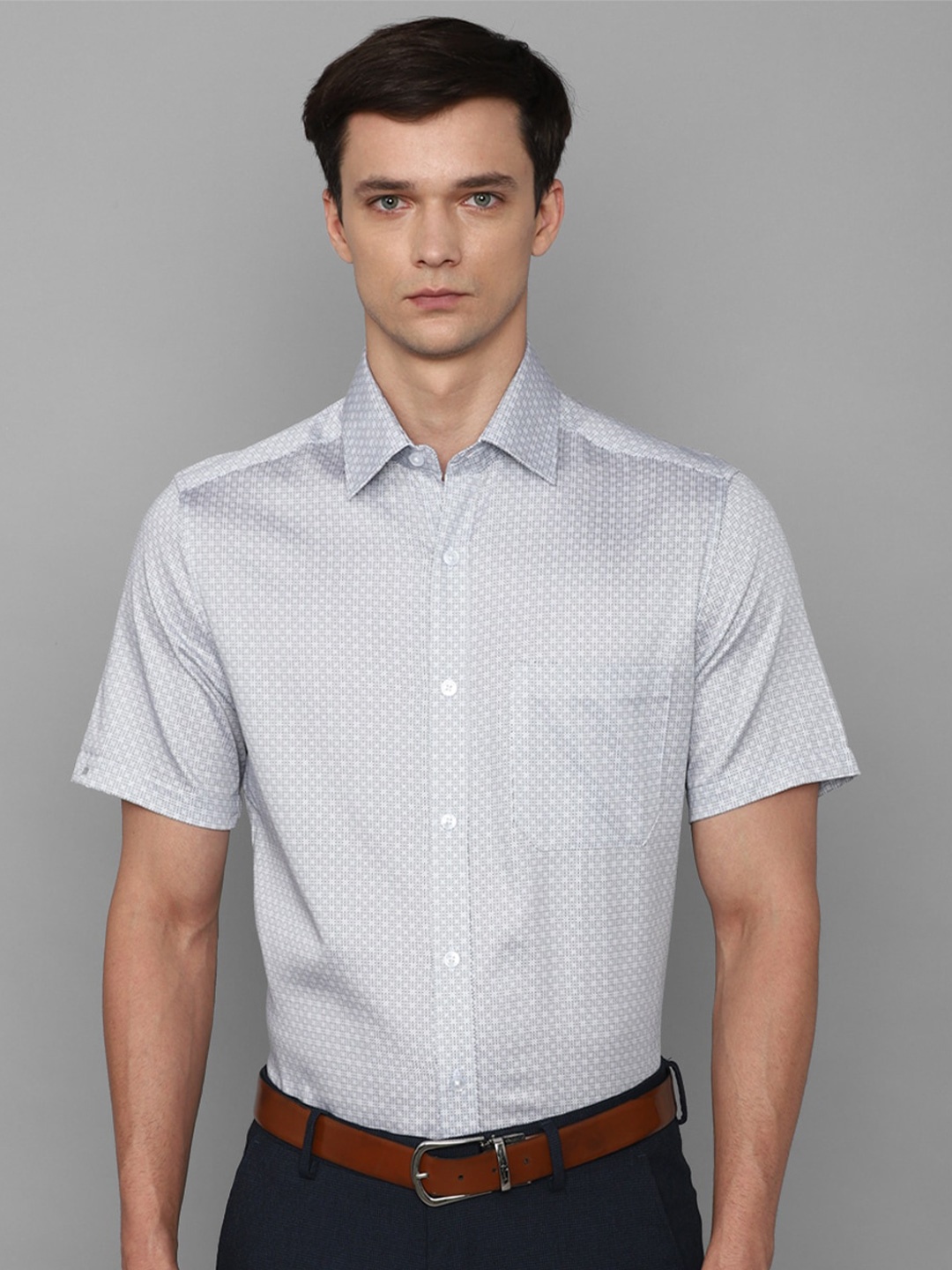 

Louis Philippe Men Slim Fit Printed Pure Cotton Formal Shirt, Grey