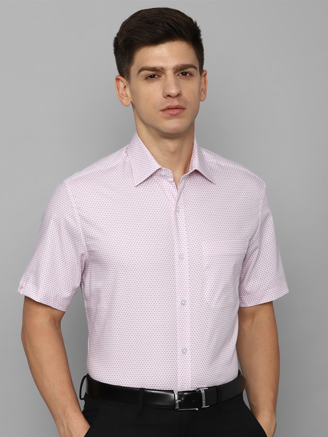 

Louis Philippe Slim Fit Opaque Micro Ditsy Printed Cotton Formal Shirt, Pink