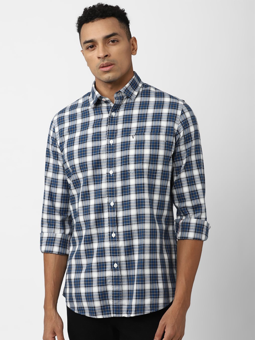 

Van Heusen Sport Slim Fit Tartan Checked Casual Pure Cotton Shirt, Navy blue