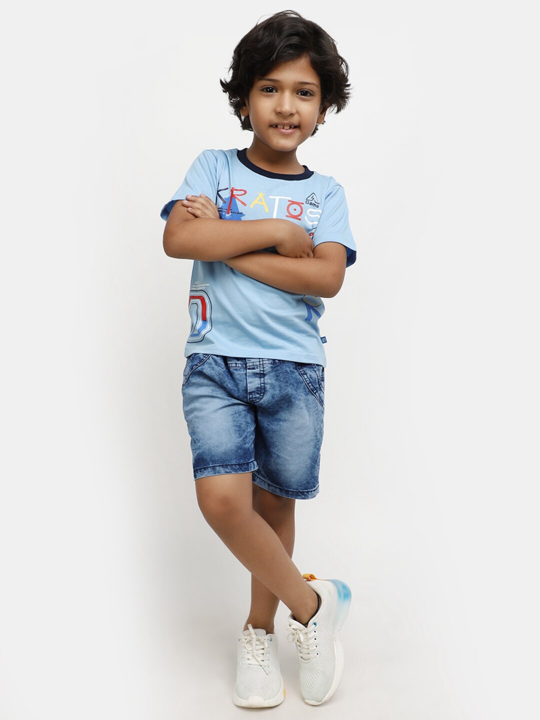 

V-Mart Kids Pure Cotton Printed T-shirt with Shorts, Blue
