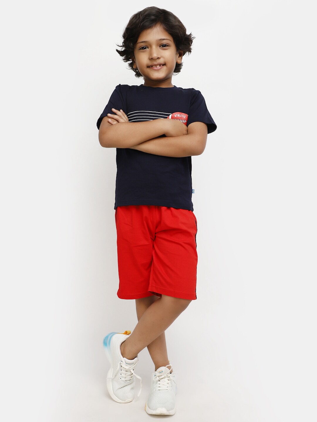 

V-Mart Boys Printed Pure Cotton T-shirt with Shorts, Blue