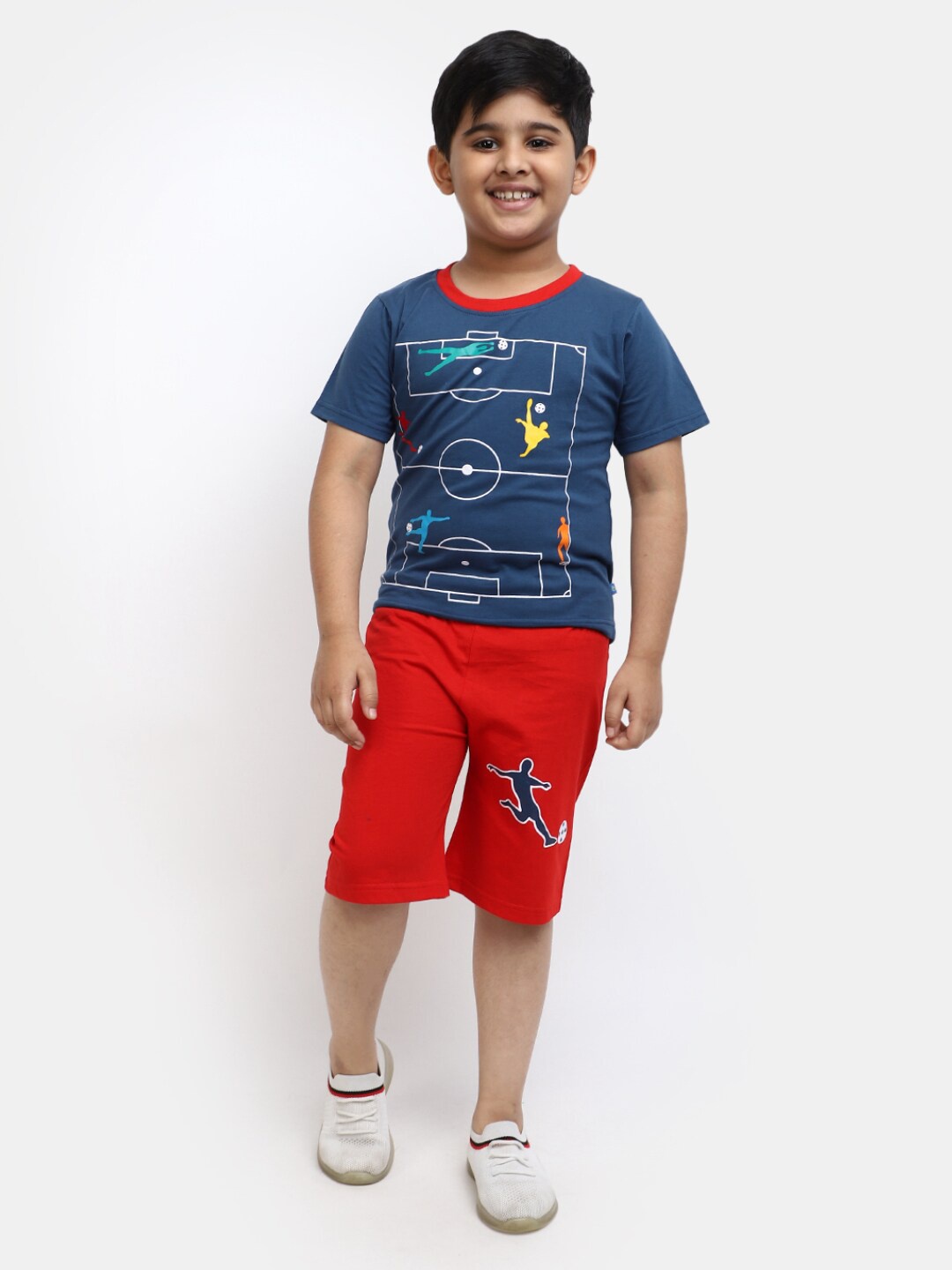 

V-Mart Kids Printed Pure Cotton T-Shirt With Shorts, Blue