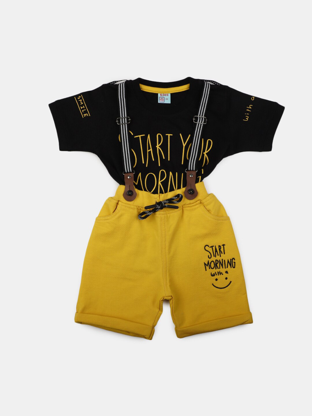 

V-Mart Boys Printed T-shirt with Shorts, Black