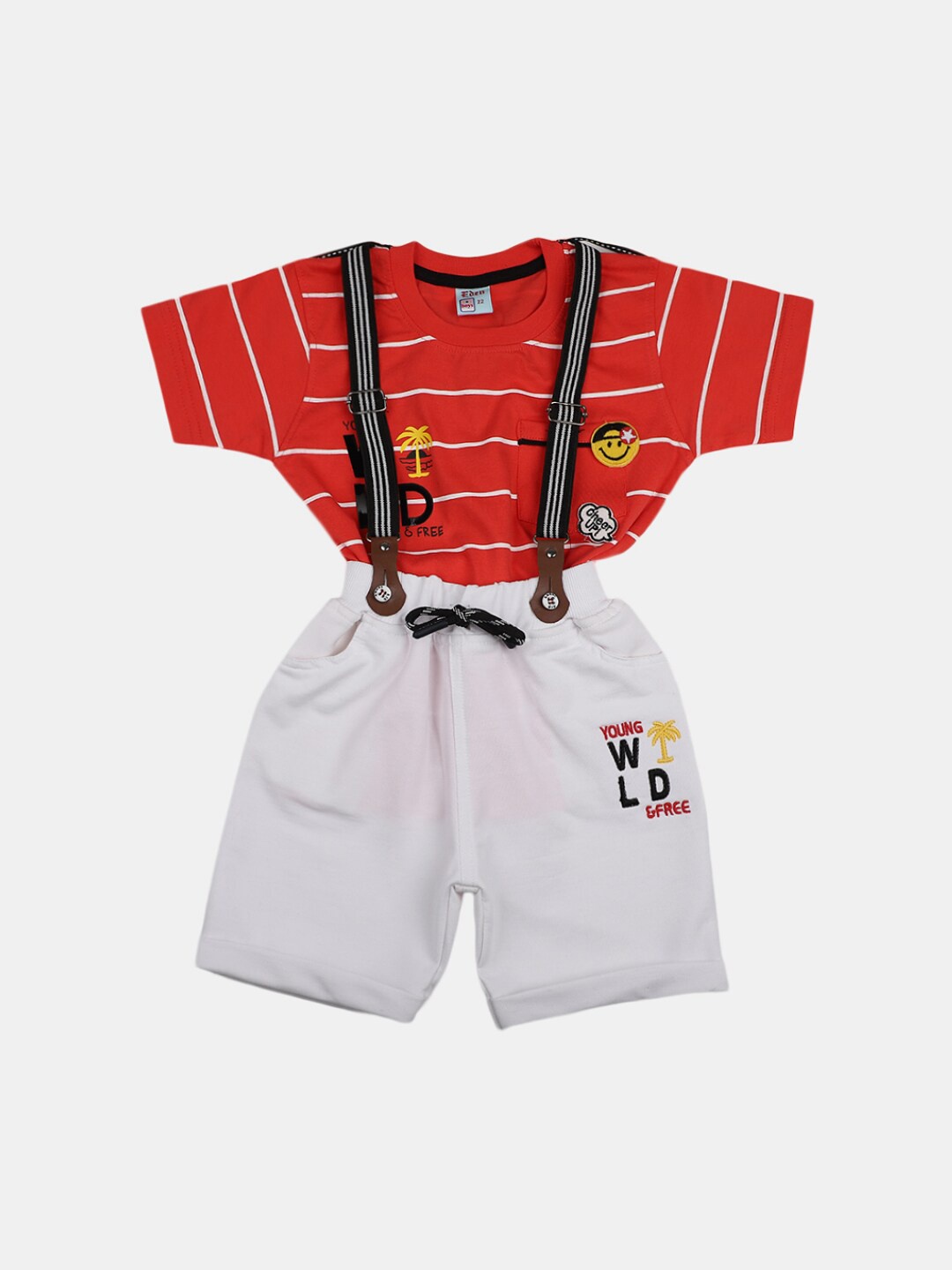 

V-Mart Boys Printed Pure Cotton T-Shirt With Shorts, Red