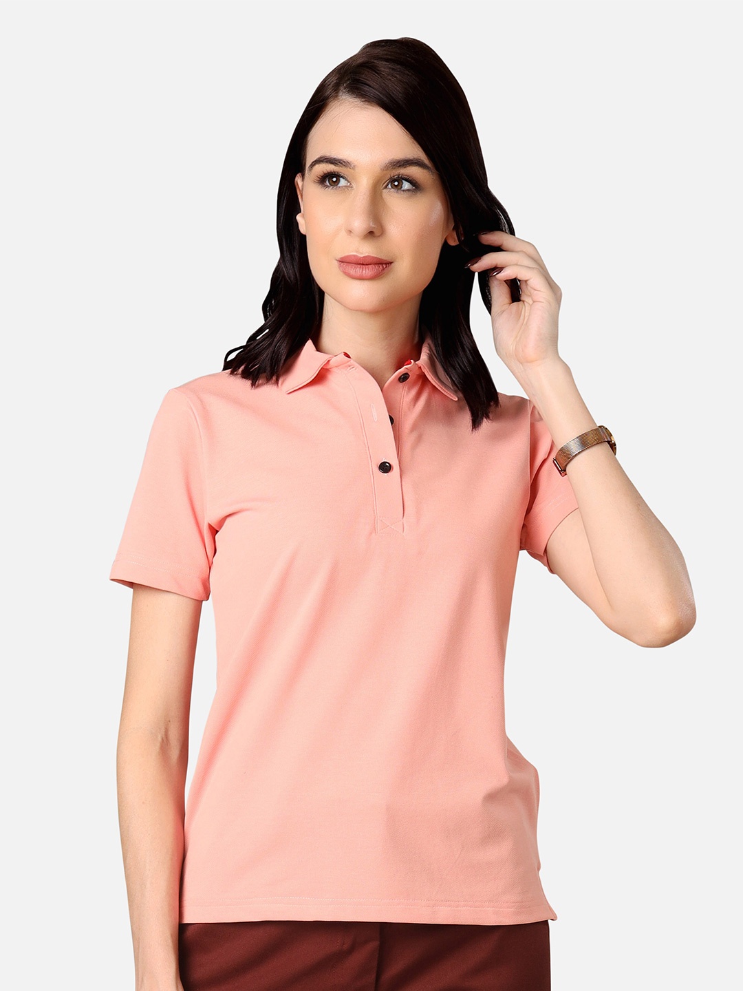 

NEOFAA Polo Collar Cotton T-shirt, Rose