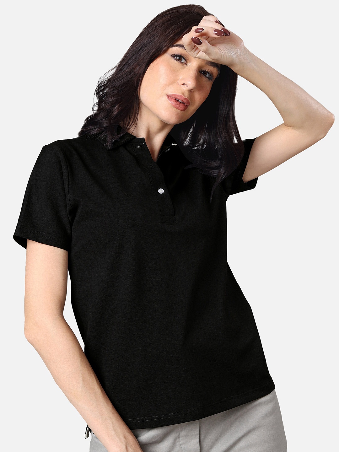 

NEOFAA Polo Collar Air Technology Cotton T-Shirt, Black