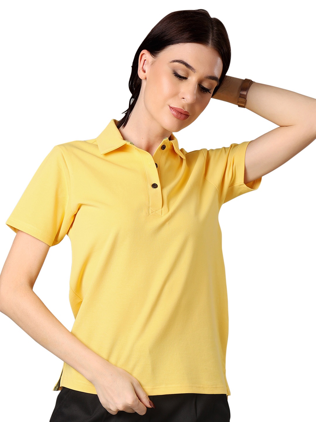

NEOFAA Polo Collar Cotton T-shirt, Yellow