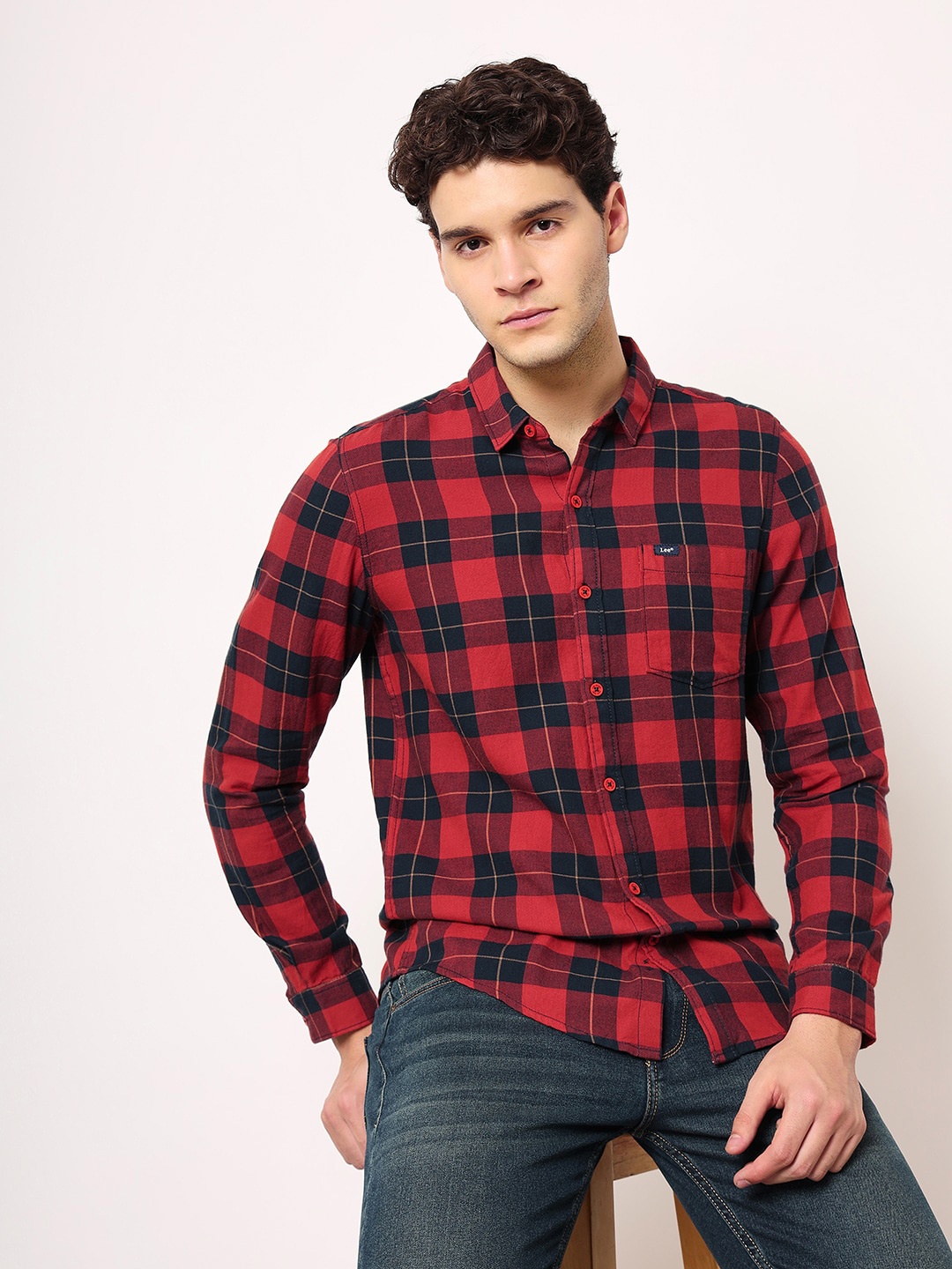 

Lee Slim Fit Tartan Checked Casual Shirt, Red