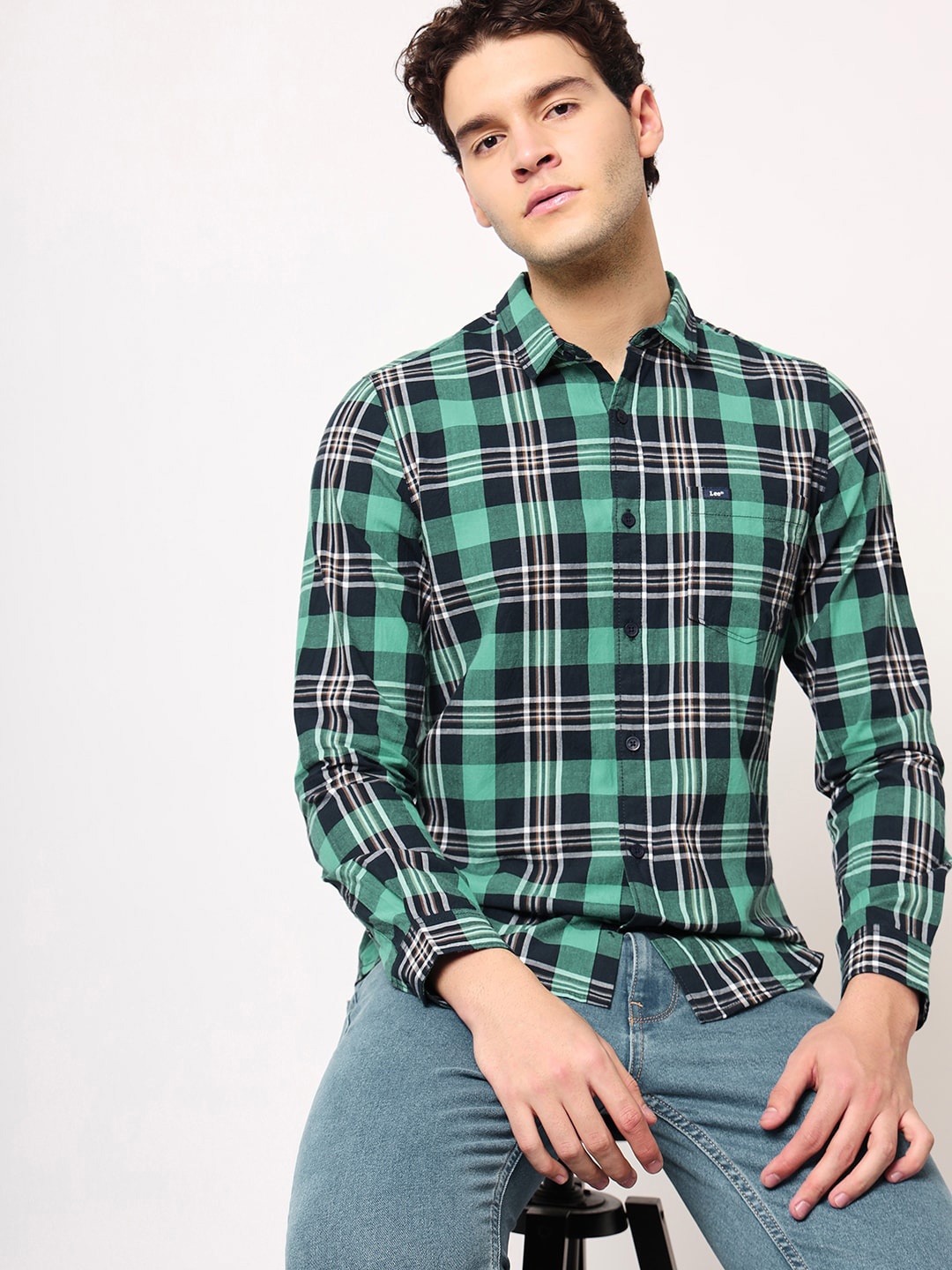 

Lee Slim Fit Tartan Checked Casual Shirt, Green