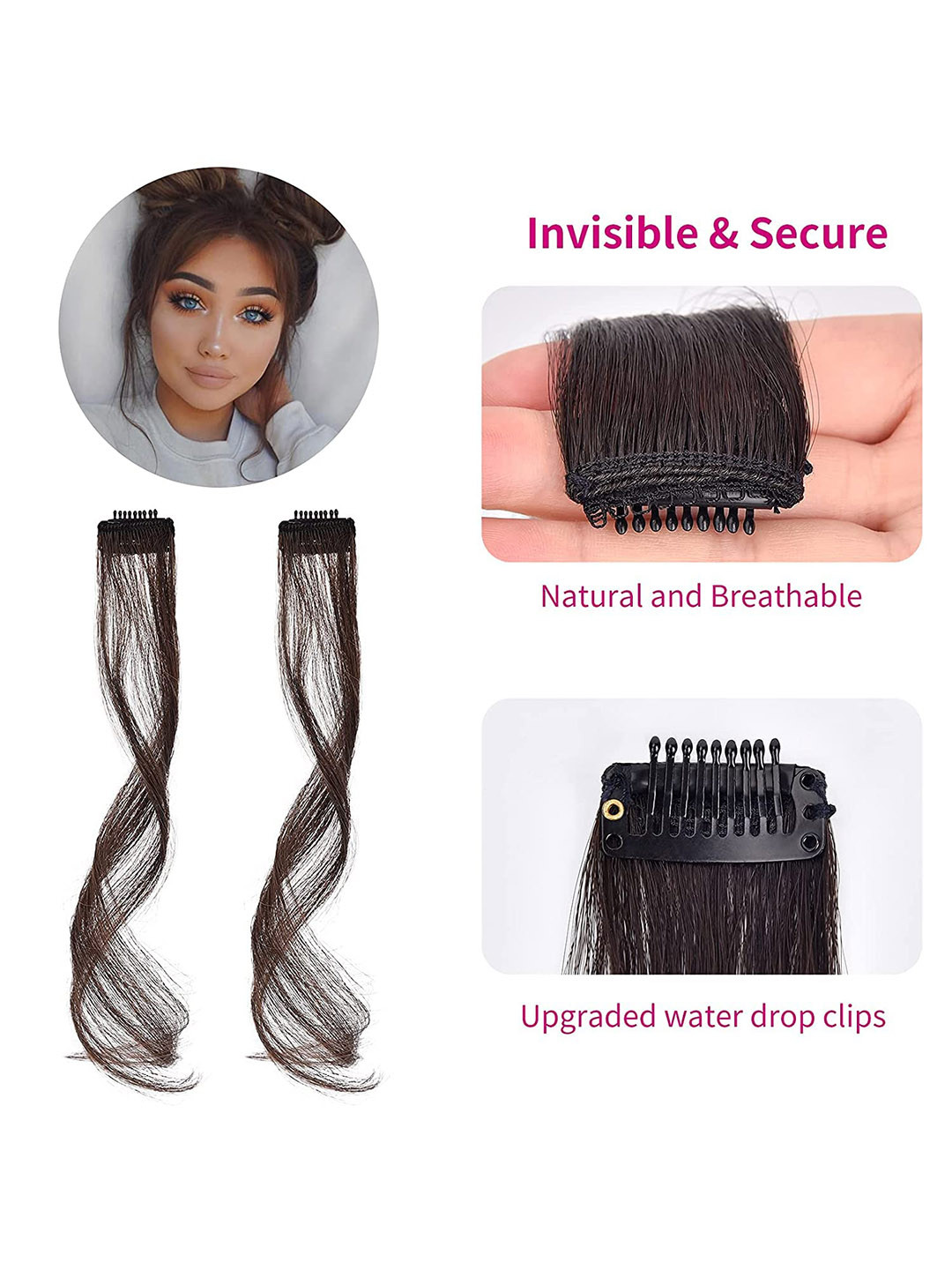 

CHANDERKASH Set Of 2 Synthetic Curly Long Front Side Hair Extension With Clip - Black