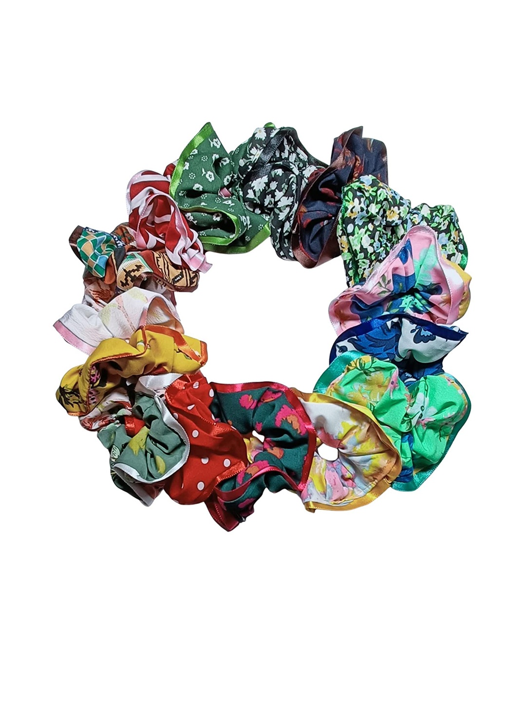 

CHANDERKASH Pack of 12 Printed Ponytail Scrunchies, Green