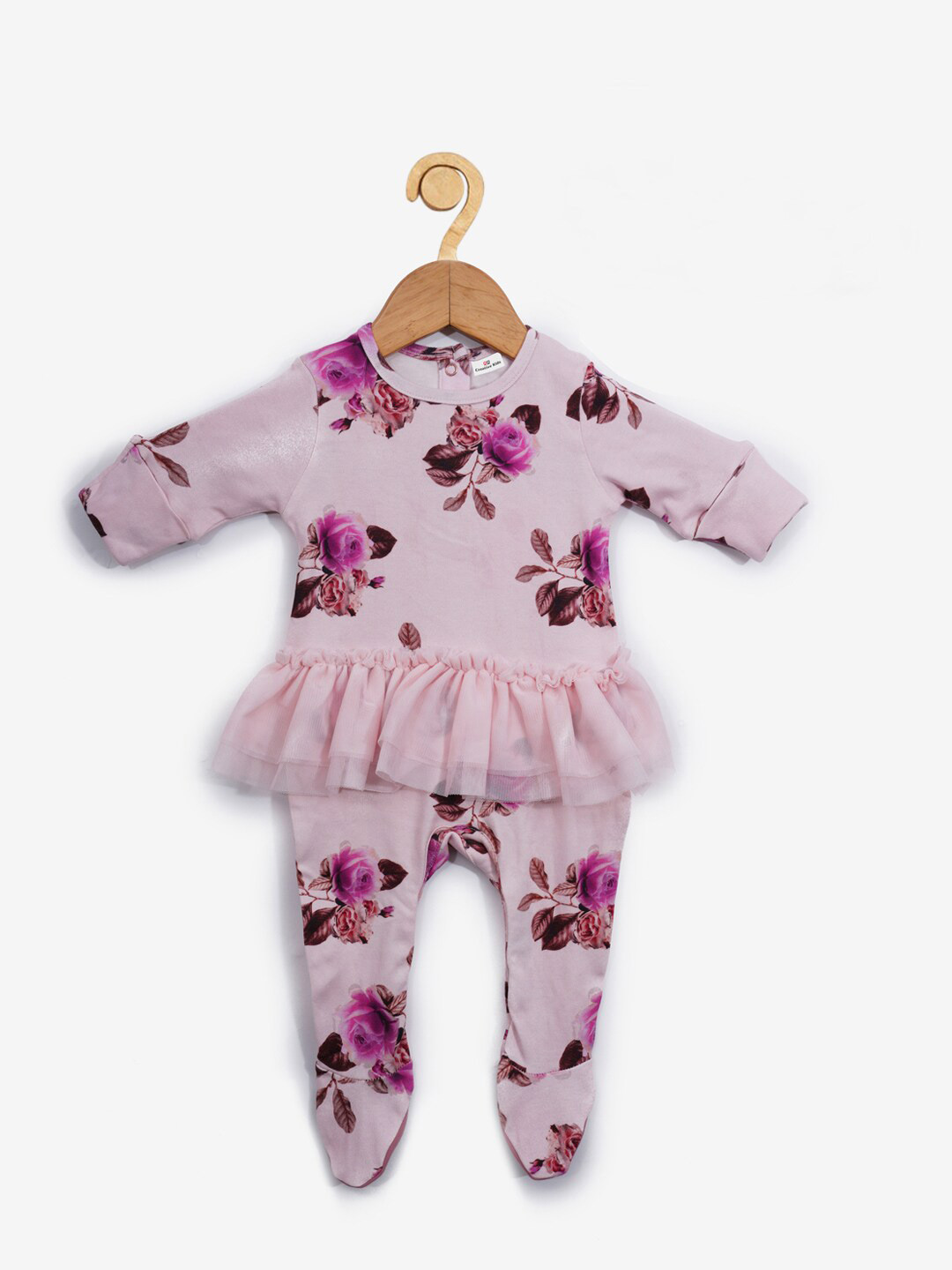 

Creative Kids Infants Girls Organic Cotton Floral Printed Sleepsuit, Pink