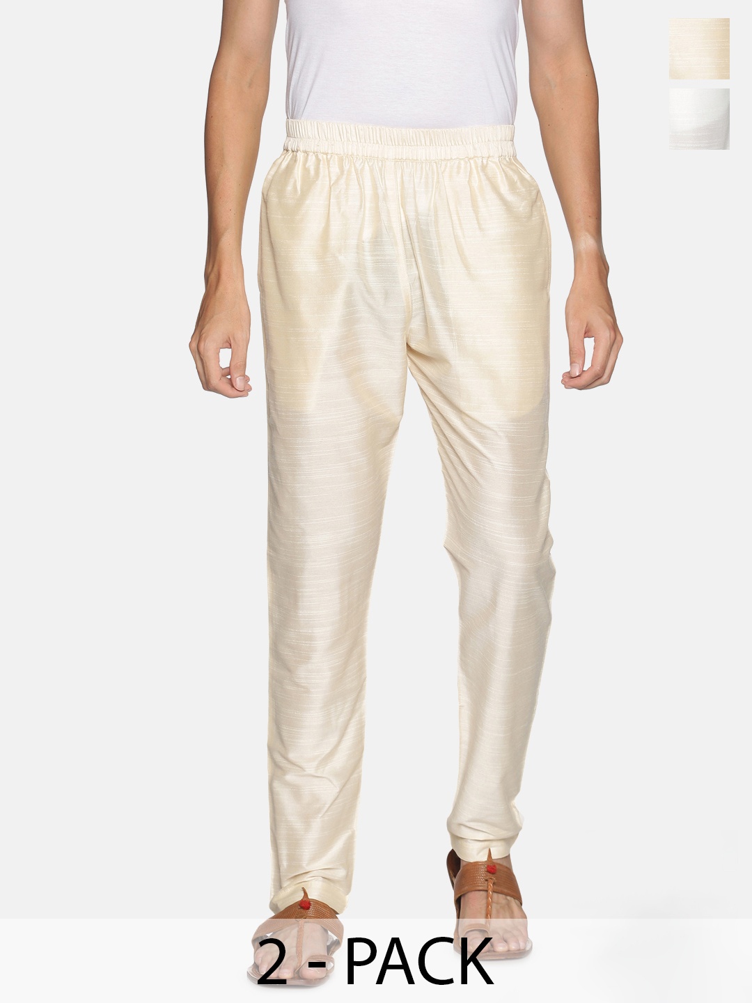 

Saffron Threads Men Pack Of 2 Pyjamas, White