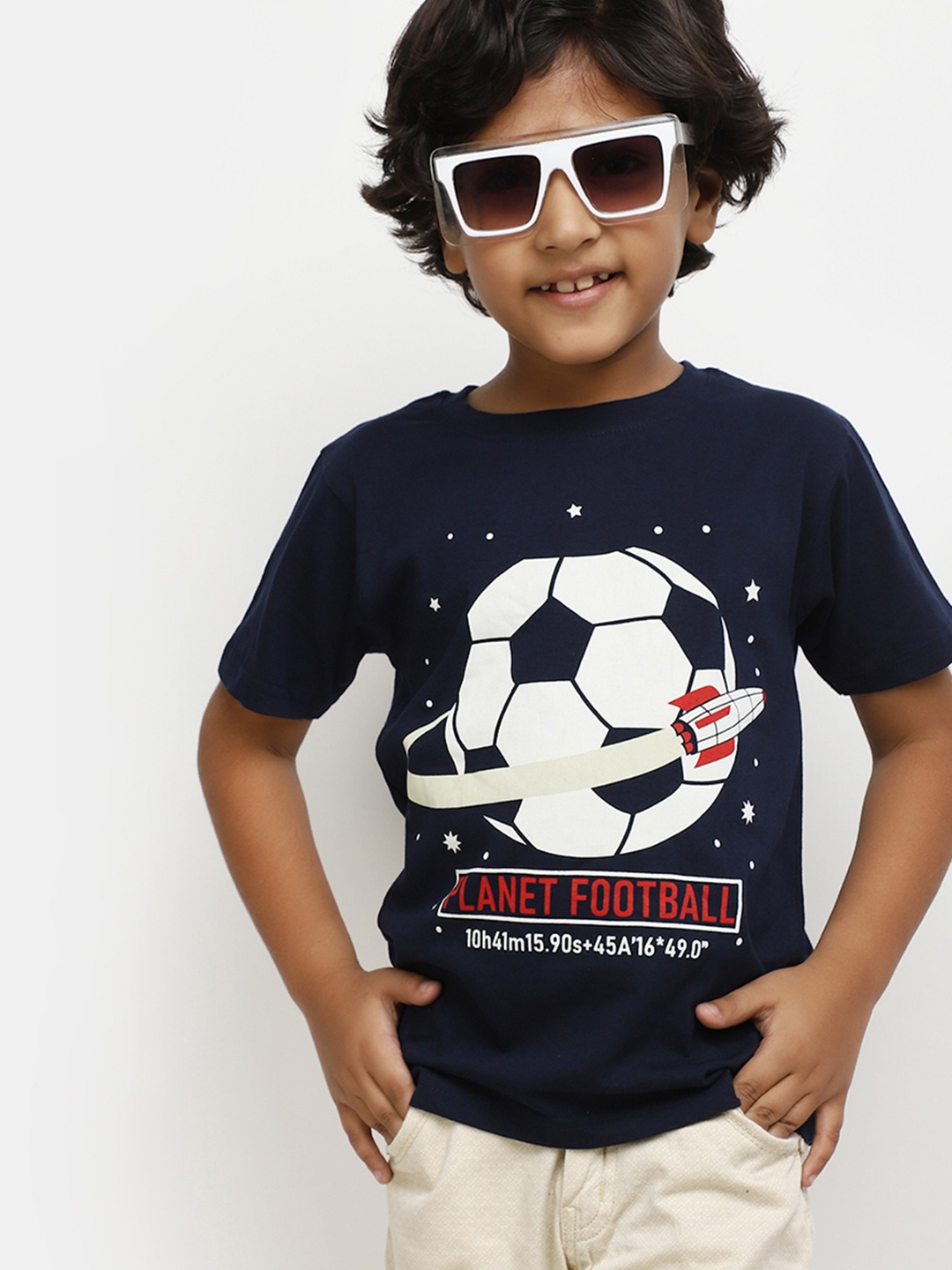 

V-Mart Boys Graphic Printed Cotton T-shirt, Blue