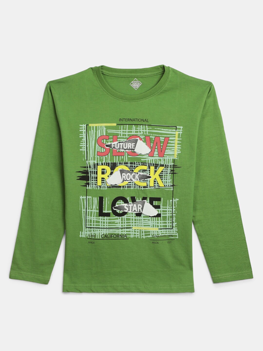 

V-Mart Boys Printed Long Sleeves Cotton T-shirt, Green