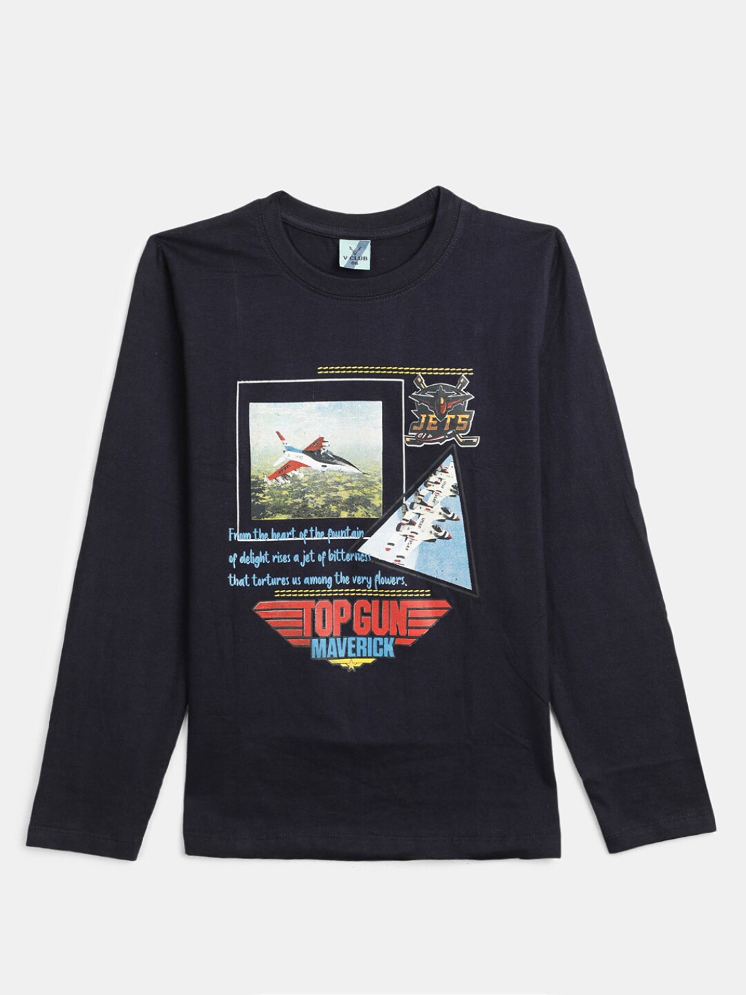 

V-Mart Boys Typography Printed Cotton T-Shirt, Navy blue