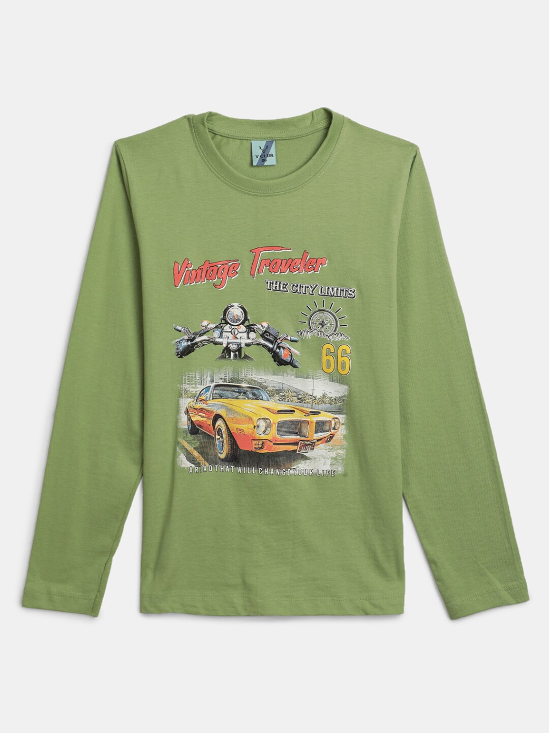 

V-Mart Boys Graphic Printed Cotton T-Shirt, Green