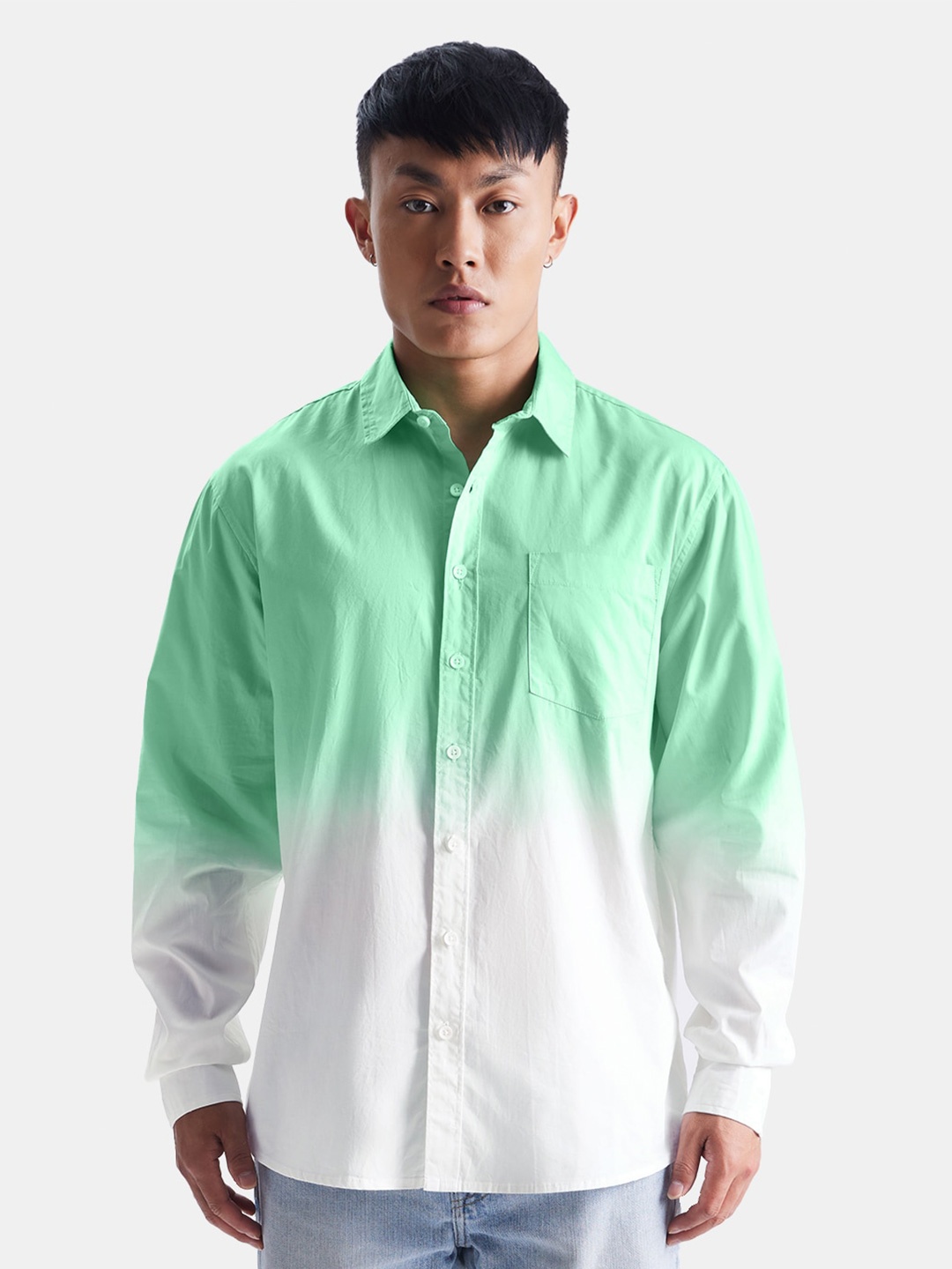 

The Souled Store Relaxed Tie & Dyed Pure Cotton Casual Shirt, Green