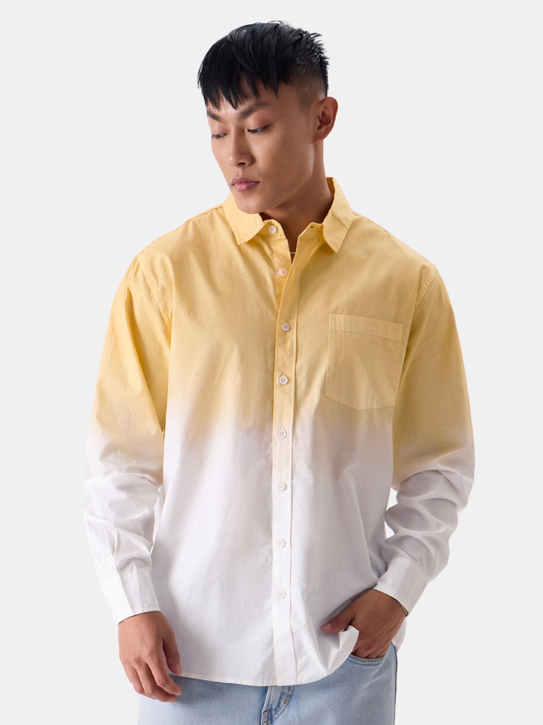 

The Souled Store Yellow Relaxed Tie & Dyed Pure Cotton Casual Shirt, White