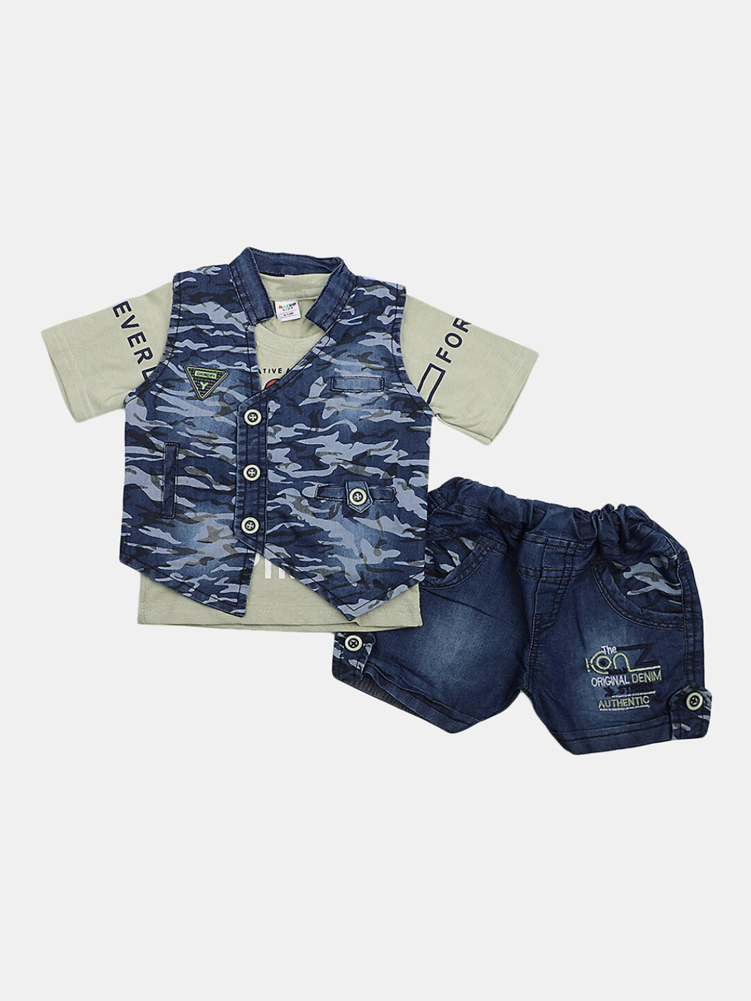 

V-Mart Infant Boys Printed Pure Cotton T-shirt With Shorts, Green