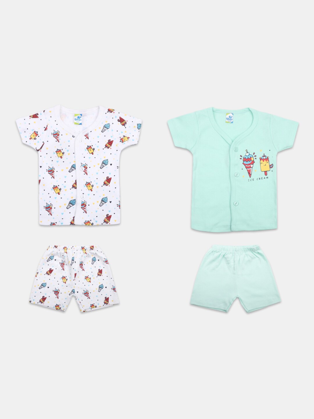 

V-Mart Infants Pack Of 2 Printed Pure Cotton T-shirt With Shorts, White