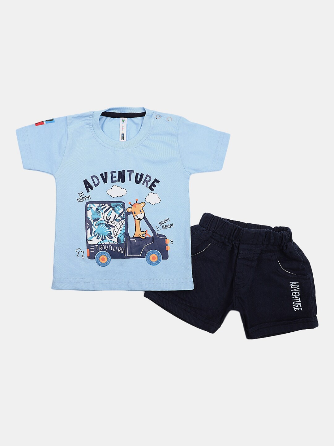 

V-Mart Infant Boys Printed Pure Cotton T-shirt With Shorts, Blue