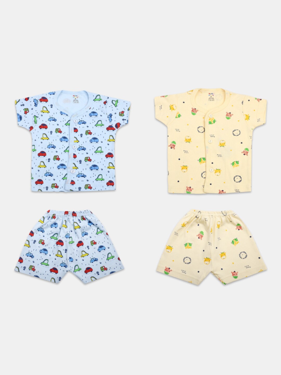 

V-Mart Infants Pack Of 2 Printed Pure Cotton T-shirt With Shorts, Yellow