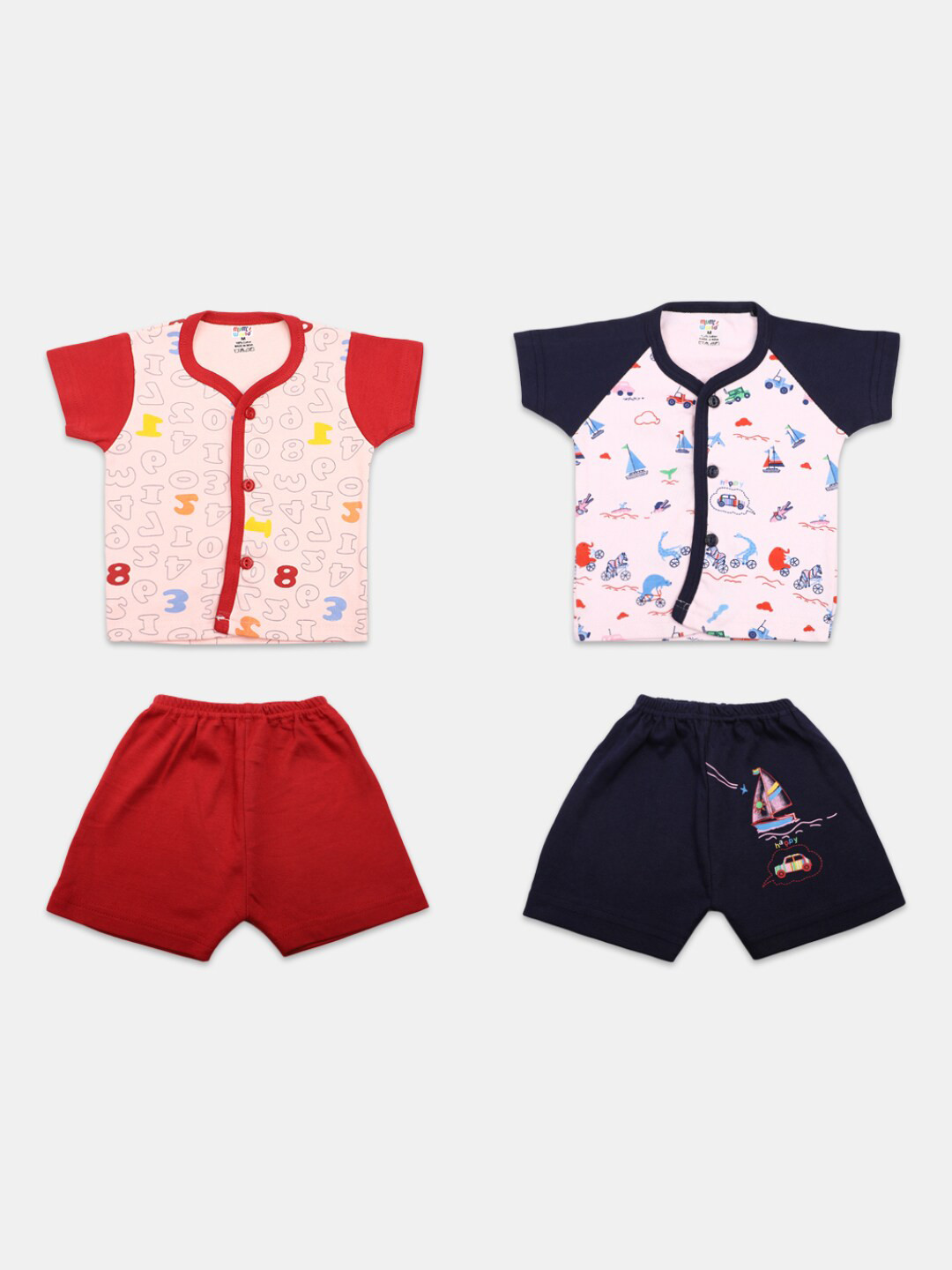 

V-Mart Infants Pack Of 2 Typography Printed T-Shirt With Shorts, Peach