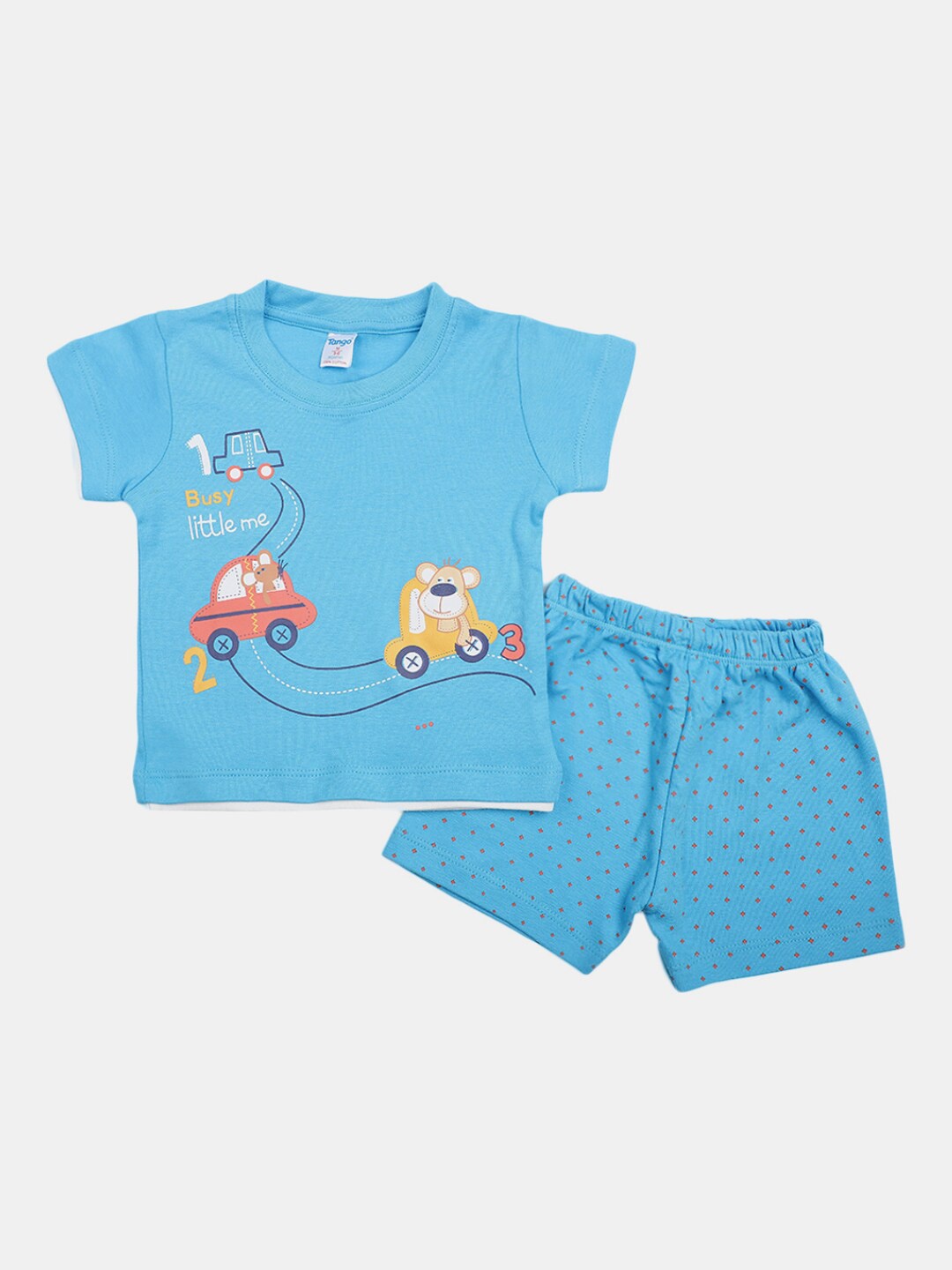 

V-Mart Infant Boys Printed Pure Cotton T-shirt With Shorts, Blue