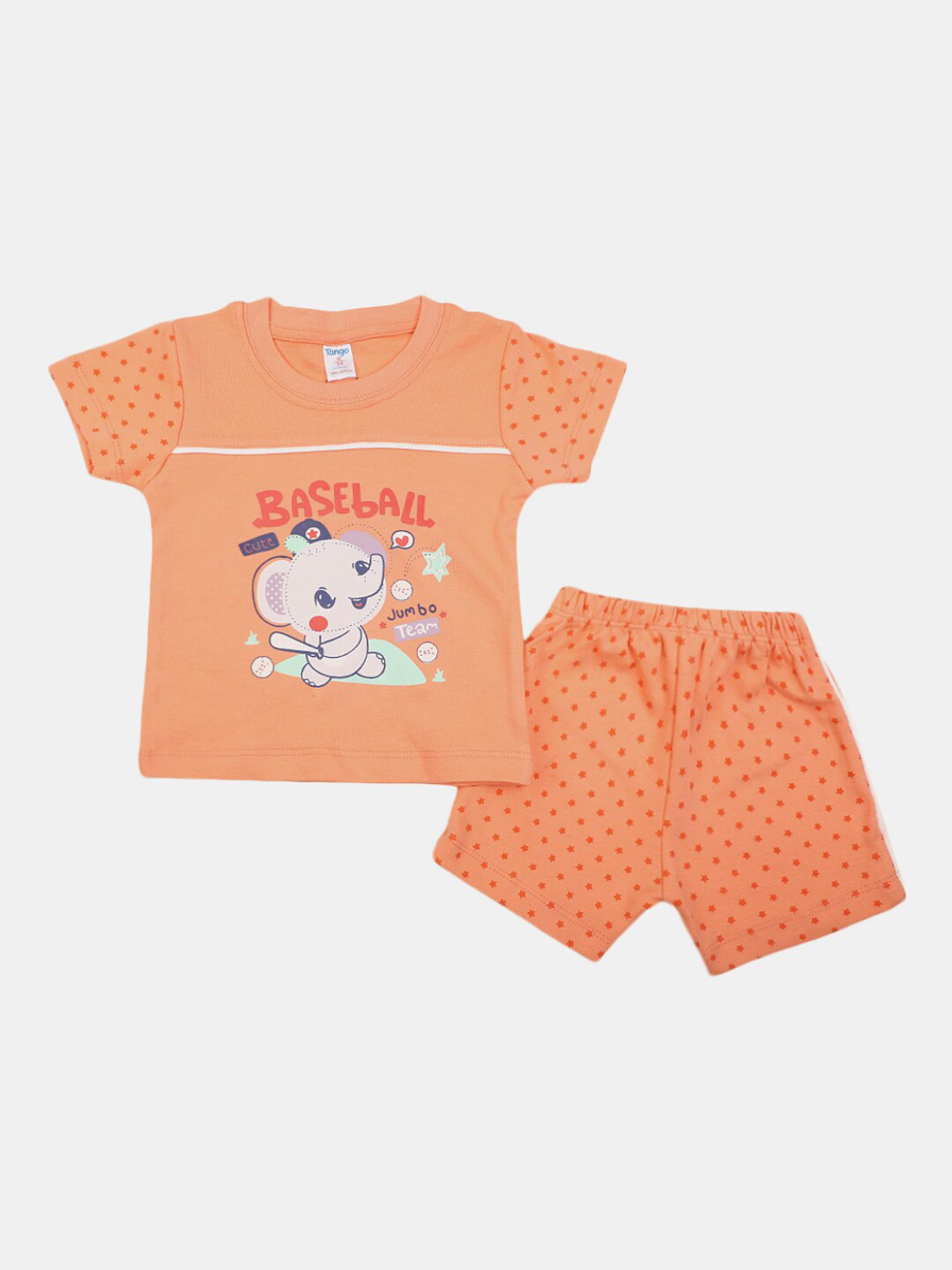 

V-Mart Infant Boys Printed Pure Cotton T-shirt With Shorts, Orange