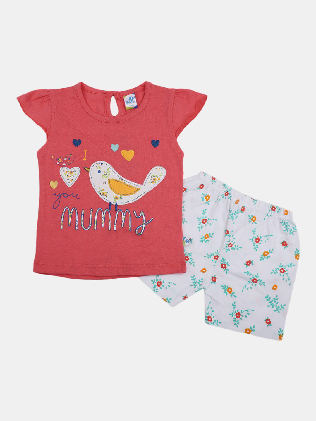 

V-Mart Infants Printed Pure Cotton T-shirt With Shorts, Pink