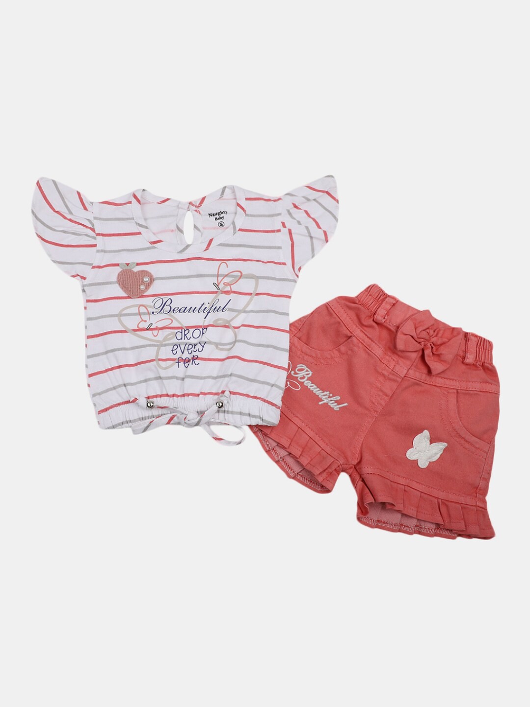 

V-Mart Infants Typography Printed Pure Cotton T-shirt With Shorts, White