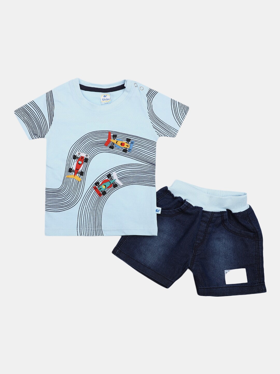 

V-Mart Infants Printed Pure Cotton T-shirt With Shorts, Blue