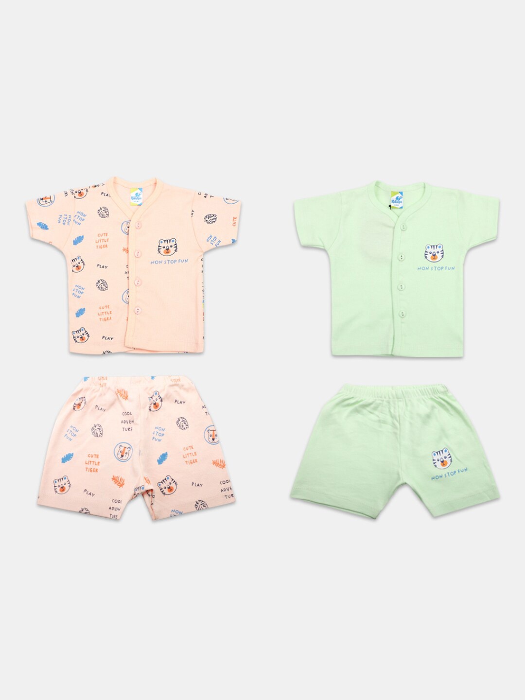 

V-Mart Infants Pack of 2 Printed Pure Cotton Shirt With Shorts, Green